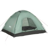 Cort Camping 2 Persoane Verde ART 206x185x120cm, Geanta Transport, Buzunare Interioare, Montare Rapida, Poliester Rezistent