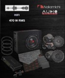 Pachet HiFi - difuzoare fata + spate MX EVO, cu amplificator DSP, subwoofer activ, insonorizant, inele si cablaje plug &amp; play