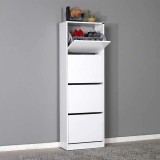 Cumpara ieftin Pantofar Adore Tall, 4 Compartimente, 16 Perechi, 51x157x26cm, Alb/Lemn/Rosu/Galben/Mov