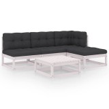 Cumpara ieftin Set mobilier de gradina cu perne, 5 piese, lemn masiv de pin