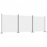 Paravan de cameră cu 3 panouri, alb, 525x180 cm, textil