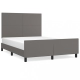 Cumpara ieftin Cadru de pat cu tablie, gri, 140x200 cm, piele ecologica