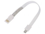 Cablu USB 2.0 A la Micro B 0.23m Alb, Akyga