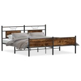 Cumpara ieftin Cadru de pat metalic fara saltea, stejar fumuriu, 183x213 cm