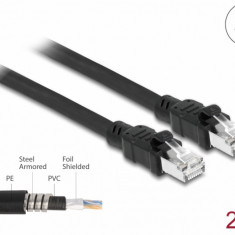 Cablu de retea RJ45 Cat.6A FTP cu manson metalic in interior 2m Negru, Delock 80114