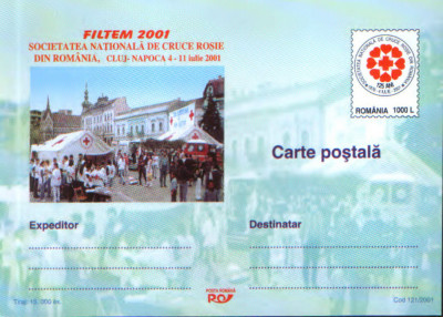Romania - Intreg postal CP necirculat 2001- Societatea Nationala de Cruce Rosie foto