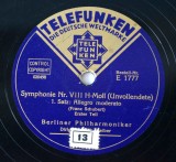 Disc ebonita patefon - gramofon Telefunken -Symphonie nr. VIII H - Moll
