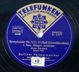 Disc ebonita patefon - gramofon Telefunken -Symphonie nr. VIII H - Moll, VINIL, Clasica