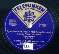 Disc ebonita patefon - gramofon Telefunken -Symphonie nr. VIII H - Moll