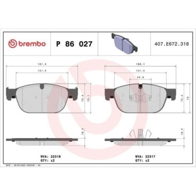 Placute frana Volvo C40 (539) 10.21-, S60 3 (224) 02.19-, S90 2 (234) 01.16-, V60 2 (225) 02.18-, V60 2 Cross Country (227) 02.18-, V90 2 Cross Count foto