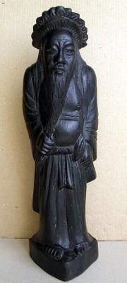 Confucius - intelept chinez statueta 33 cm, sculptura asiatica vintage din lemn foto