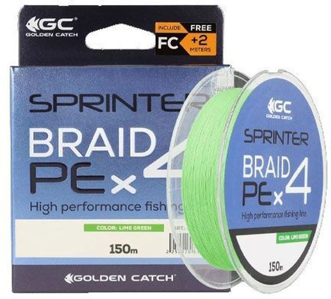 Fir Textil GOLDEN CATCH Sprinter PE X4 Lime Green, 8.9kg, 0.181mm, 150m