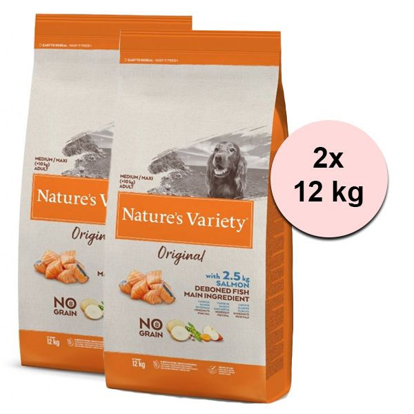 Nature&amp;#039;s Variety Dog Original No Grain Medium Salmon 2 x 12 kg