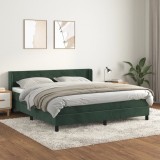 Cumpara ieftin Pat box spring cu saltea, verde &icirc;nchis, 160x200 cm, catifea