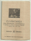 Cuvantarea Maresalului Averescu seful Partidului Poporului - 1931, electorala