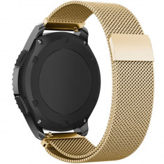 Curea ceas Smartwatch Samsung Galaxy Watch 4, Watch 4 Classic, Gear S2, Gold Milanese Loop, iUni 20 mm Otel Inoxidabil foto