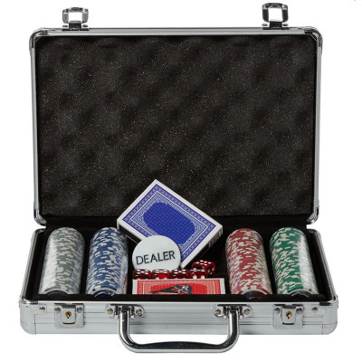 Set de poker cu 200 jetoane numerotate,trusa depozitare din aluminiu - Multicolor foto