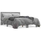 Cumpara ieftin Cadru de pat, gri sonoma, 140x200 cm, lemn prelucrat si metal