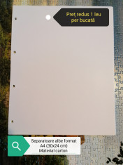 Separatoare / Despartitoare albe din carton, Format A4! foto