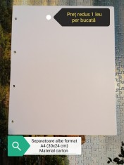 Separatoare / Despartitoare albe din carton, Format A4! foto