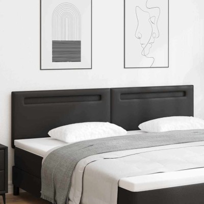 vidaXL Tăblie de pat design simplu negru 200 cm piele ecologică foto