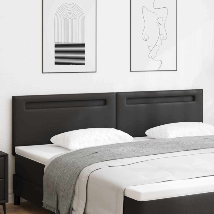 vidaXL Tăblie de pat design simplu negru 200 cm piele ecologică