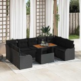 VidaXL Set de canapele pentru grădină 10 pcs Negru 100 x 55 x 73 cm