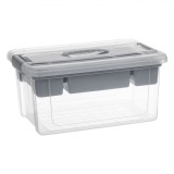 Cutie Depozitare Plastic, Model Raft, Culoare Gri, Dimensiuni 41x29x20cm, Capacitate 16L
