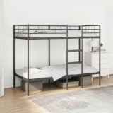 VidaXL Pat supraetajat fără saltea negru 90x190 cm oțel 42000321