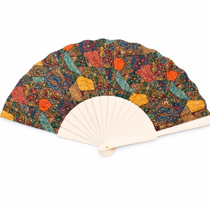 Evantai din pluta cu imprimeu Patchwork