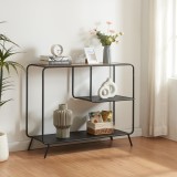 Masa consola Kr&oslash;dsherad 83x102x36cm negru/efect lemn stejar [en.casa] HausGarden Leisure