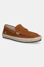 Pepe Jeans espadrile din piele &icirc;ntoarsă TOURIST COAST culoarea maro, PMS10337