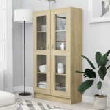 Cumpara ieftin Dulap cu vitrină stejar sonoma 82,5x30,5x150 cm, lemn prelucrat