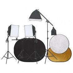 Kit studio foto cu set de lumini, ecran de fundal si reflector GartenMobel Dekor foto