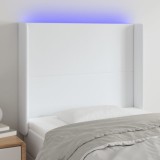 Cumpara ieftin Tăblie de pat cu LED, alb, 83x16x118/128 cm, piele ecologică