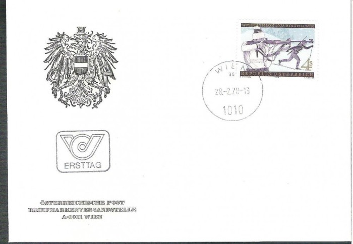 Austria &Ouml;sterreich 1978 WM Biathlon FDC K.101