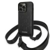Husa pentru Apple iPhone 14 Pro, Karl Lagerfeld, Monogram Plaque Logo with Strap, Neagra