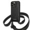 Husa pentru Apple iPhone 14 Pro, Karl Lagerfeld, Monogram Plaque Logo with Strap, Neagra