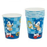 Set Pahare Unică Folosință, Sonic, Capacitate 240ml, 6 Bucăți, Albastru, H&acirc;rtie, Oem