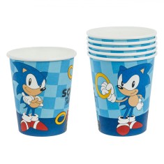 Set Pahare Unică Folosință, Sonic, Capacitate 240ml, 6 Bucăți, Albastru, H&acirc;rtie