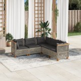 Gossi set canapea de gradina cu perne, 5 piese, gri, poliratan