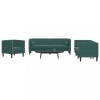 VidaXL Set canapele Chesterfield cu perne rulou 3 piese verde catifea 3209283