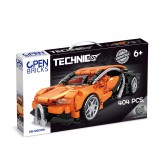 Jucarie tip lego tehnic de constructie masina sport portocalie (404 piese)