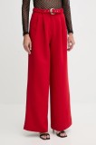Morgan pantaloni culoarea roșu, lat, high waist, PRED.F