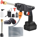 Aparat de Spalat cu Presiune Portabil, RETOO TechPro, Tip Pistol, 40 BAR, 250L/h, cu 2 Acumulatori 68V, Furtun 5m cu Filtru, 3 Duze Interschimbabile s