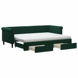 Cumpara ieftin Pat de zi cu extensie si sertare verde inchis 80x200 cm catifea