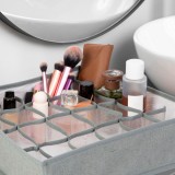 Cutie depozitare din material textil, 32x32x10 cm, 24 compartimente, gri, pliabila