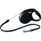 Lesa Flexi Classic, cu Snur, marimea S, 5 m/12 kg, Negru