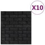 Tapet de perete autocolant, model caramizi 3D, 10 buc., negru
