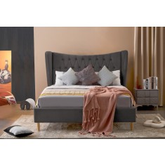 Pat Lora 160x200 cm Tapitat Catifea Gri Somiera Inclusa (cod ML 2302-04)